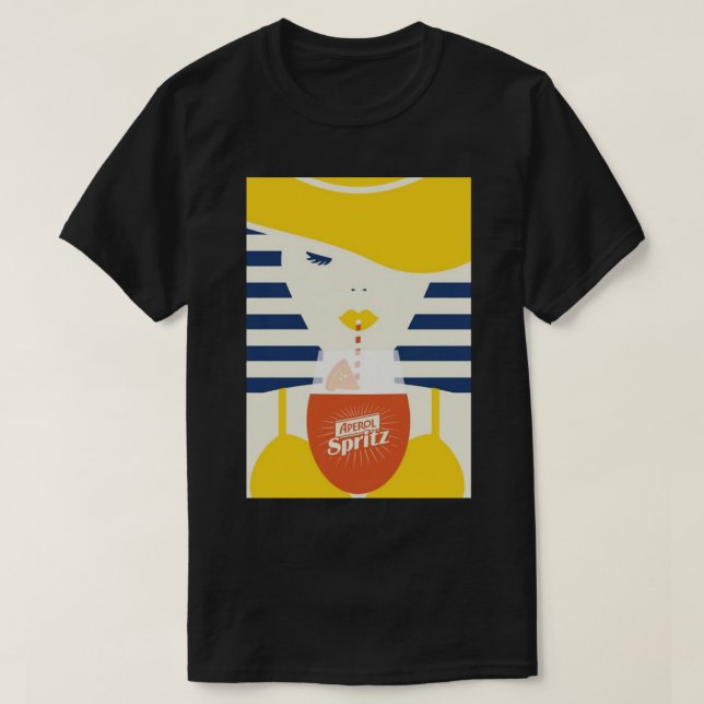 Camiseta retrato de mulher e aperol spritz (Frente do Design)