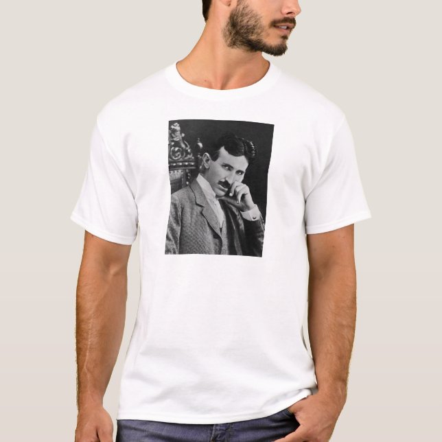Camiseta Retrato de Nikola Tesla (Frente)