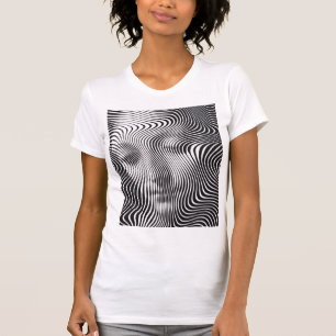 Camiseta Retrato de Onda de Ilusão Óptica Abstrata T-shirt