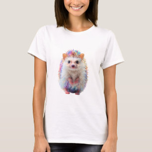 Camiseta Retrato de ouriço pastel com espinhos em arco-íris