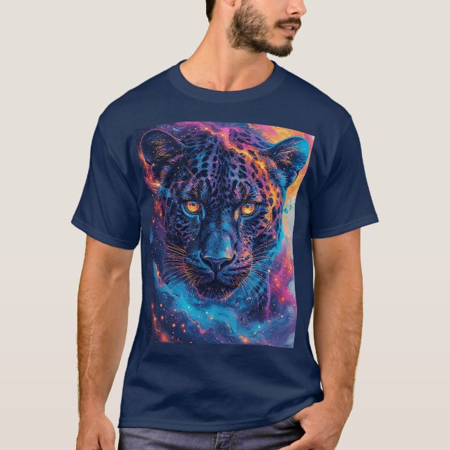 Camiseta Retrato de Pantera com Elementos Abstratos Flameja (Frente)