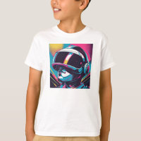 Retrato de personagem futurista usando headset de