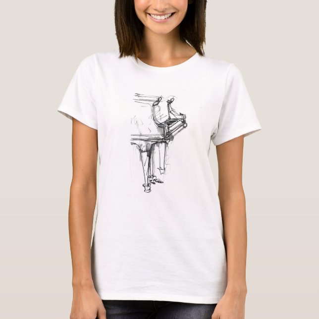 Camiseta Retrato de Piano abstrato (Frente)