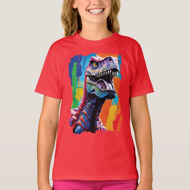 Camiseta Retrato De Pintura De Um Tiranossauro Rex | Rex T (Frente)