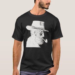 Camiseta Retrato de Ponto e Linha: Velho Sábio Fumando um P