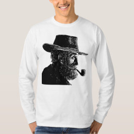 Camiseta Retrato de Pontos e Linhas: Sábio Velho Fumando um