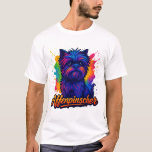 Camiseta Retrato de Pop de Arte de Affenpinscher Vibrante -