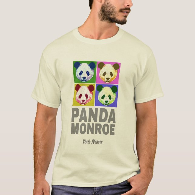 Camiseta Retrato de Pop de Arte do Urso Panda Monroe (Frente)