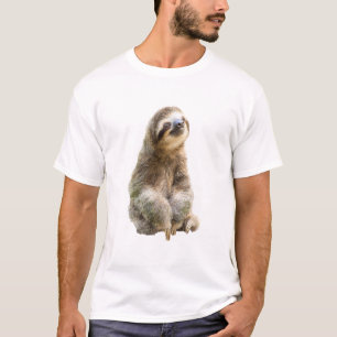 Camiseta Retrato de Preguiça Marrom de Três Dedos Encantado