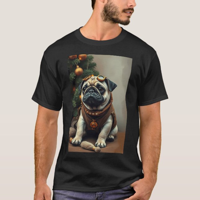 Camiseta Retrato de Pug Steampunk II (Frente)