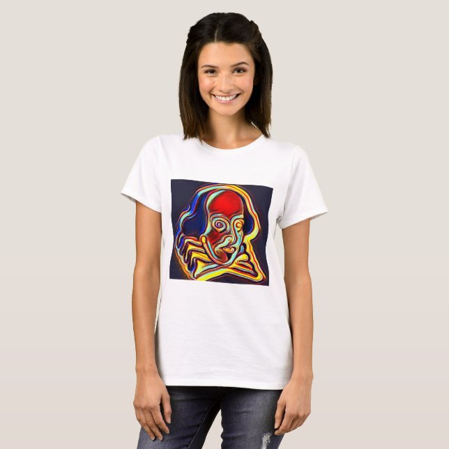 Camiseta Retrato de Shakespeare - arte moderna (Frente Completa)