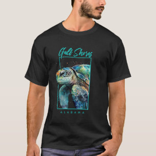 Camiseta Retrato de Tartaruga Marinha em Aquarela de Gulf S