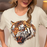 Retrato de Tigre Rosnando com visual de Lantejoula