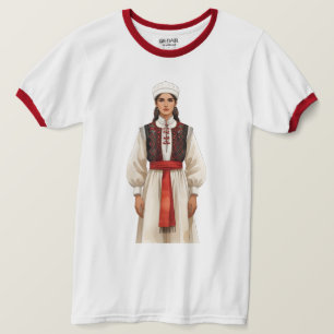 Camiseta Retrato de Traje Tradicional Albanês Patrimônio