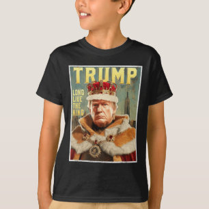 Camiseta Retrato de Trump Assinatura Longa Vida ao Rei Vint