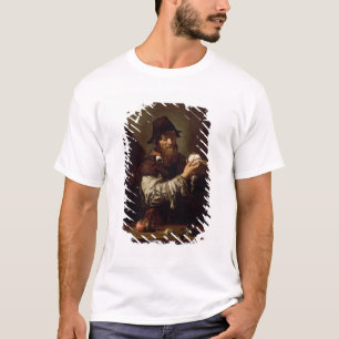 Camiseta Retrato de um ancião com uma cebola (óleo no can