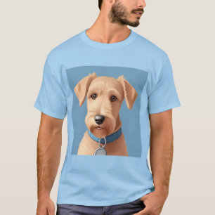 Camiseta Retrato de um Cachorro Fofo Usando uma Coleira Azu