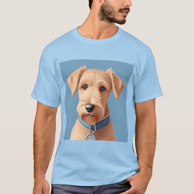 Camiseta Retrato de um Cachorro Gelado Vestindo um Colar Az (Frente)