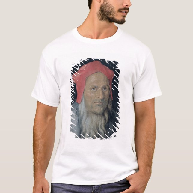 Camiseta Retrato de um homem farpado em Red Hat, 1520 (óleo (Frente)
