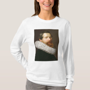 Camiseta Retrato de um homem que veste um pavão-do-mar