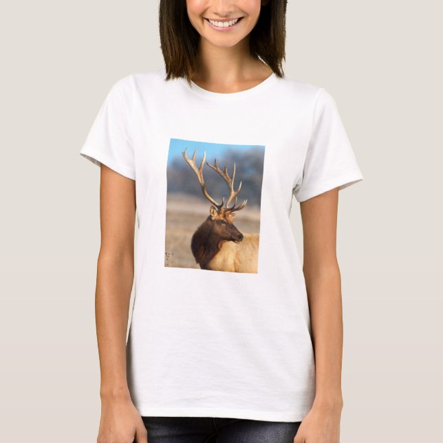 Camiseta Retrato de um impressionante alce touro (Frente)
