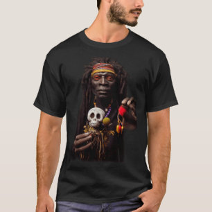 Camiseta Retrato De Um Padre Vodu Com Sua Boneca Woodoo