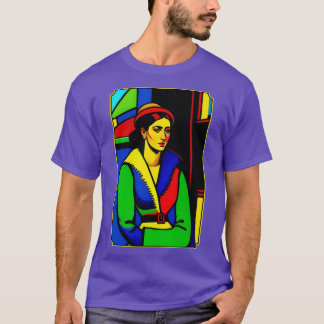 Camiseta retrato de uma pintura de uma mulher esperando 1