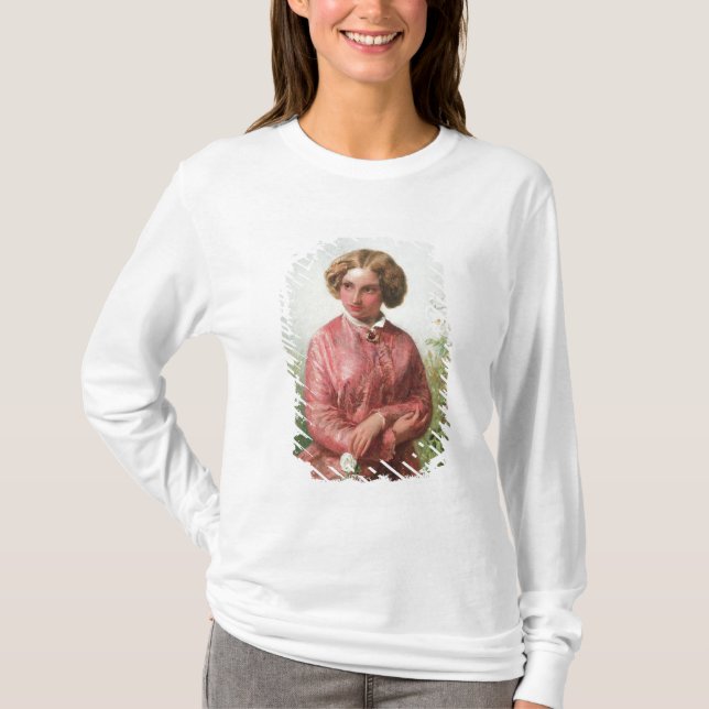 Camiseta Retrato de uma rapariga com um rosa (Frente)
