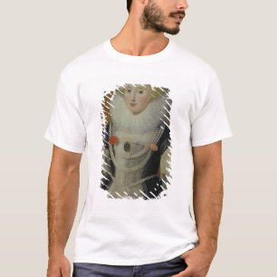 Camiseta Retrato de uma senhora Isabelino com um papagaio