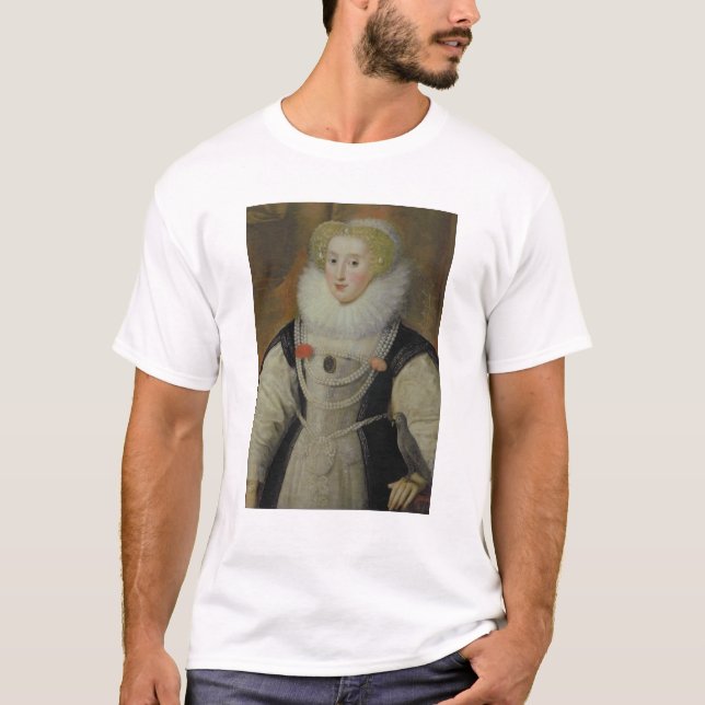 Camiseta Retrato de uma senhora Isabelino com um papagaio (Frente)