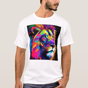 Camiseta Retrato digital de 3d Lion