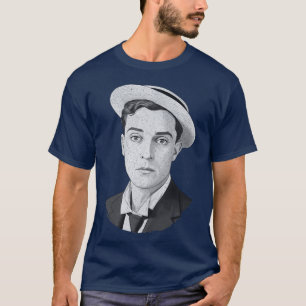 Camiseta Retrato digital envelhecido de Buster Keaton Grung