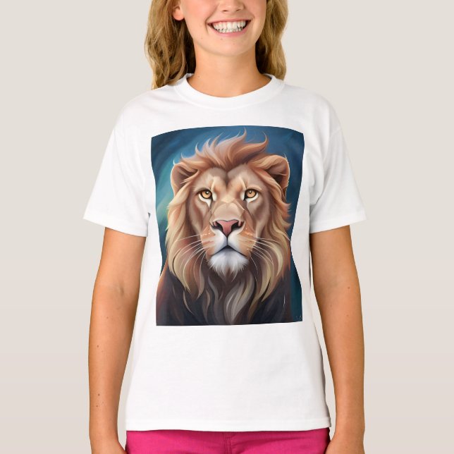 Camiseta Retrato digital leão-56556 (Frente)