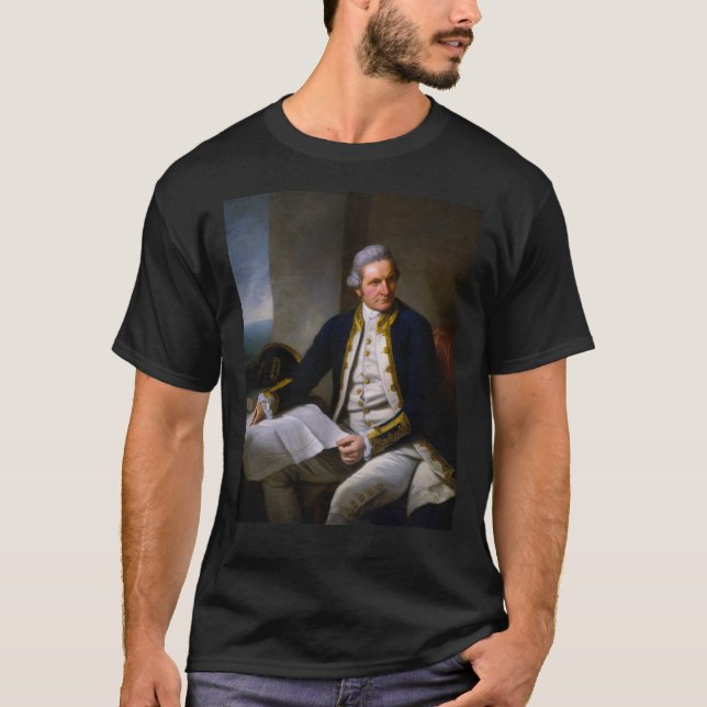 Camiseta Retrato do Capitão James Cook de Sir Nathaniel Da (Frente)