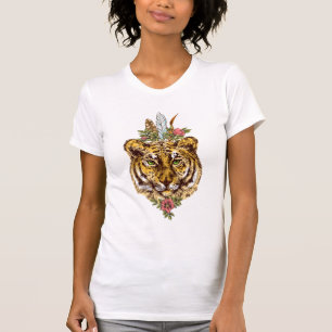 Camiseta Retrato do estilo de Boho do tigre