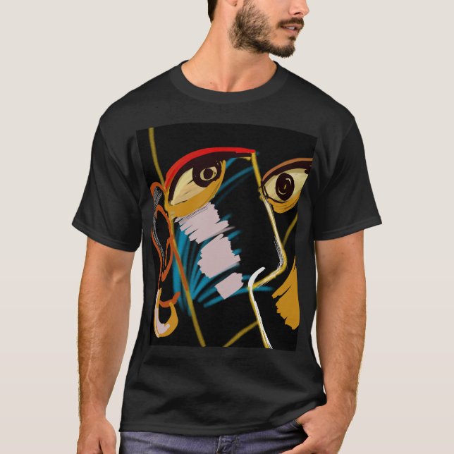 Camiseta Retrato do Guerreiro: Abstração Primitiva do Petró (Frente)
