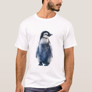 Camiseta Retrato do Pintinho de Pinguim Imperador em Aquare
