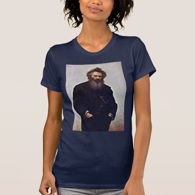 Camiseta Retrato do pintor Ivan Shishkin por Ivan Niko (Frente)