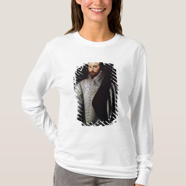 Camiseta Retrato do senhor Walter Raleigh 1588 (Frente)
