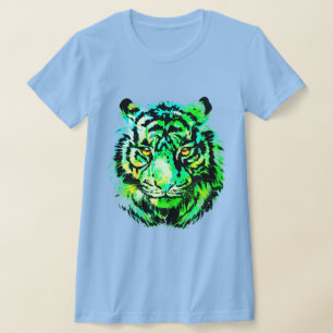 Camiseta Retrato do Tigre Verde - Gatos Grandes da Vida Sel