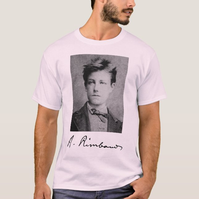 Camiseta Retrato e assinatura de Arthur Rimbaud (Frente)