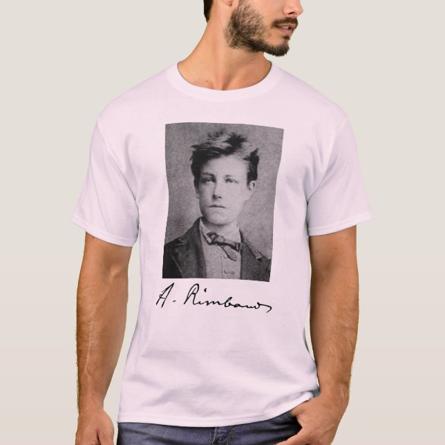 Camiseta Retrato e assinatura de Arthur Rimbaud T-Shirt (Frente)