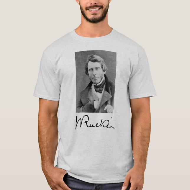 Camiseta Retrato e assinatura de John Ruskin (Frente)