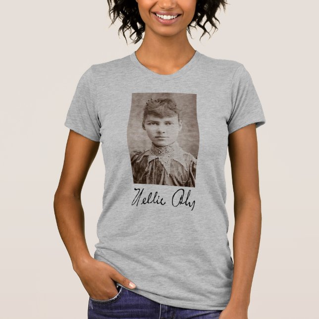 Camiseta Retrato e assinatura de Nellie Bly (Frente)