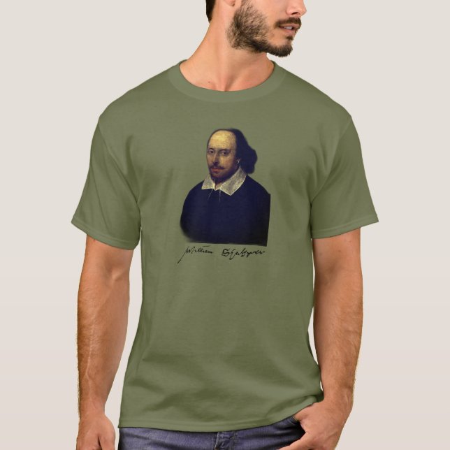 Camiseta Retrato e assinatura de Shakespeare (Frente)