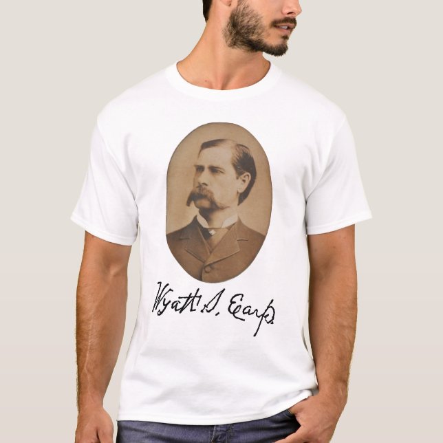 Camiseta Retrato e assinatura de Wyatt Earp (Frente)