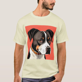 Camiseta Retrato Elegante de um Cachorro Negro e Branco