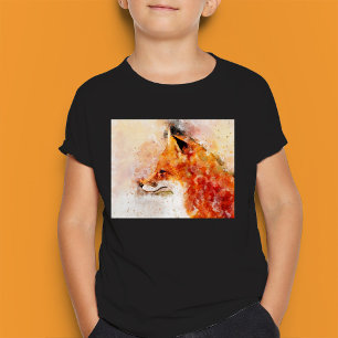 Camiseta Retrato em Aquarela da Raposa Vermelha 03
