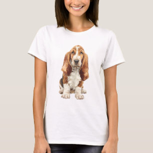 Camiseta Retrato em Aquarela de Basset Hound Sensual para M