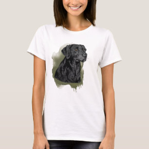 Camiseta Retrato em Aquarela de Labrador Retriever Preto